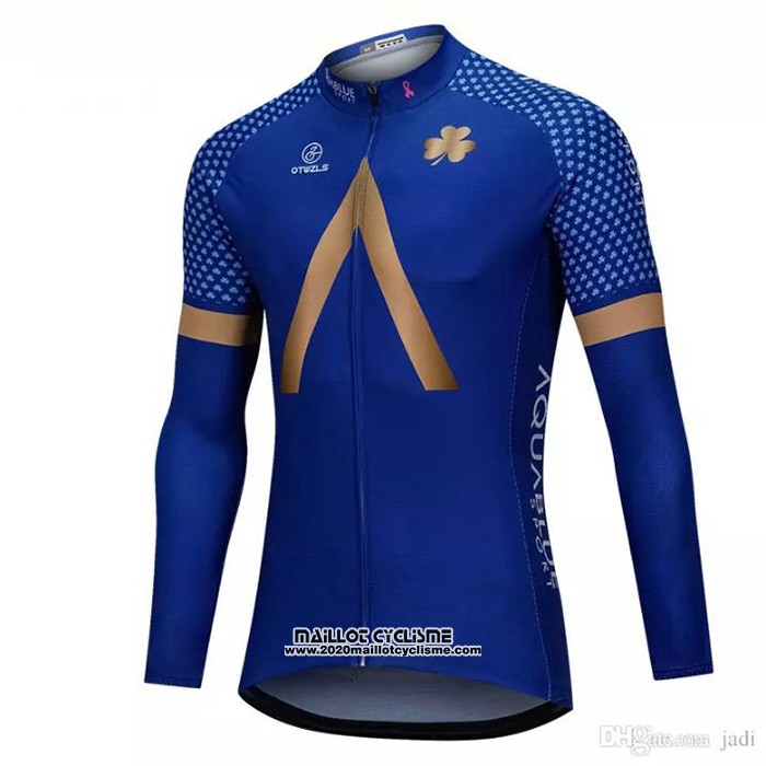2018 Maillot Ciclismo Aqua Bleue Sport Bleu Manches Longues et Cuissard